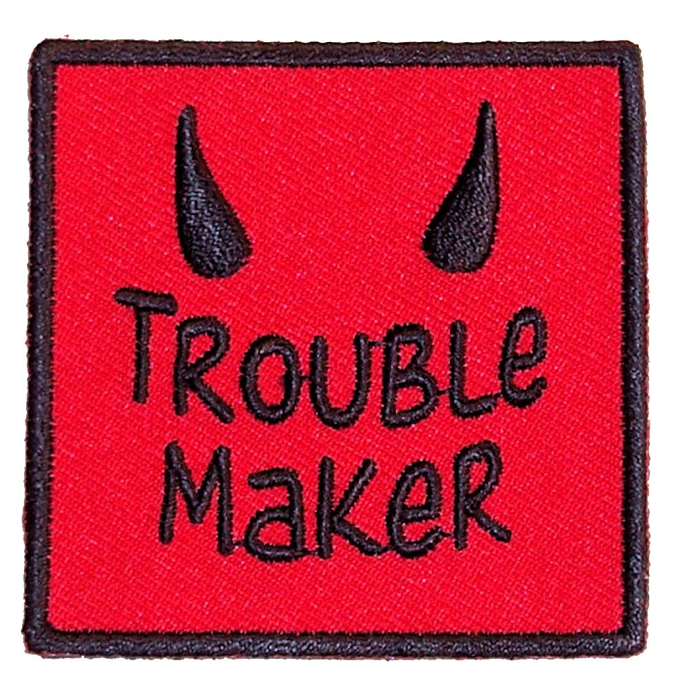 Trouble Maker With Horns Embroidered Biker Patch Leather Supreme