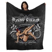 Motorcycle pinup babe throw blanket
