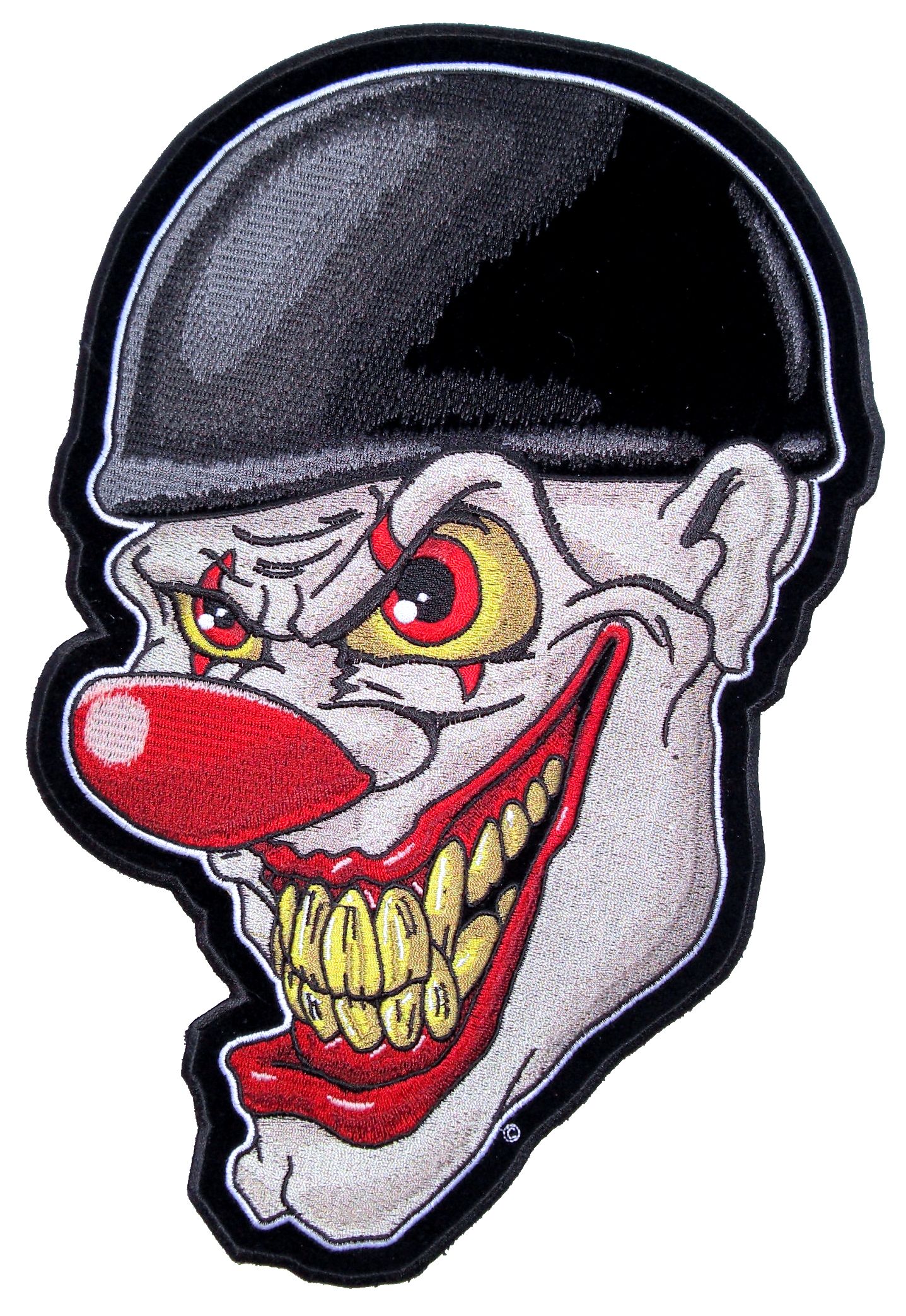 JESTER FACE EMBROIDERED 11 INCH BIKER PATCH
