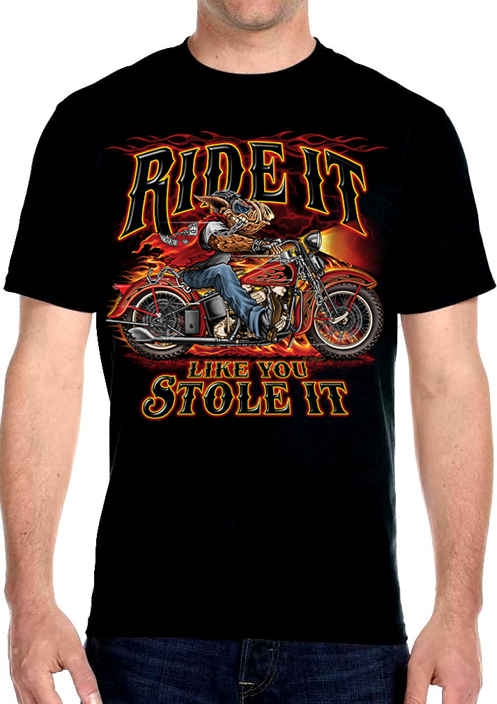 Mens Patriotic Ride It Like You Stole It Biker Hog Motorcycle Biker Tee ...