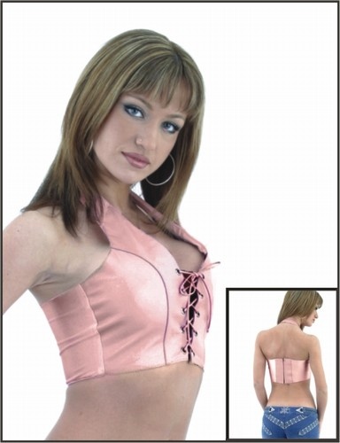 Ladies pink leather halter