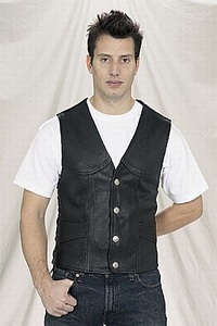 mens nickel snap leather vest