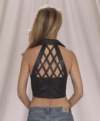 Diamond back leather halter top