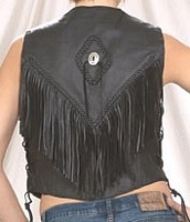 ladies fringe leather vest with concho