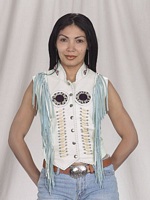 ladies fringe Indian leather vest