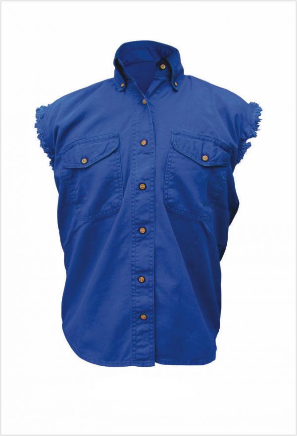mens blue sleeveless denim shirt