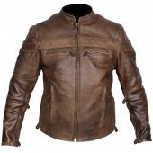 Men's brown leather biker apparel