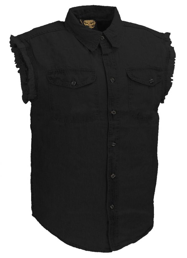 mens black denim twill shirt front