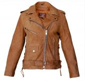 Womens brown leather motorcycle jacket