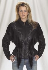 womens leather jacket with fringe