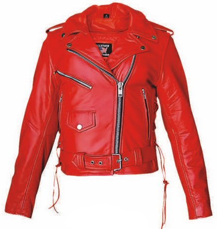 Ladies red leather jacket