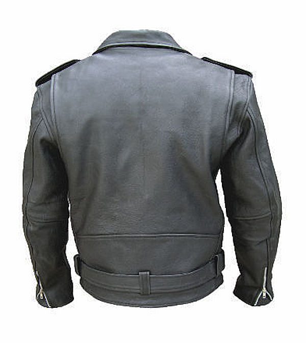 mens naked cowhide leather jacket back