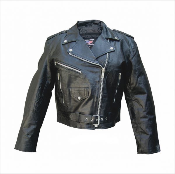 ladies split cowhide leather motorcycle jacket