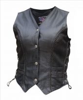 womens braided leather vest