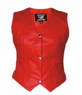 ladies red leather vest