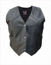 ladies black leather vest