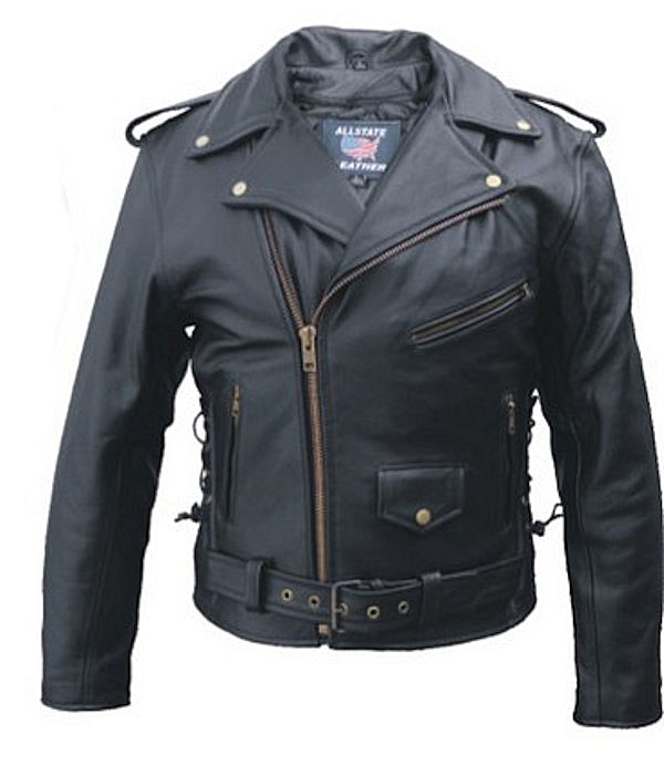 Mens Classic Buffalo Hide Leather Motorcycle Jacket With Side Laces ...
