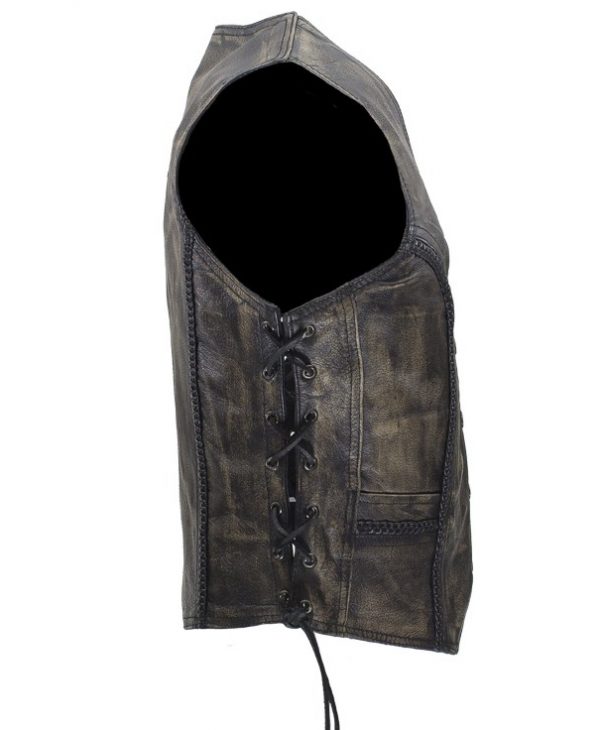 Distressed brown leather vest