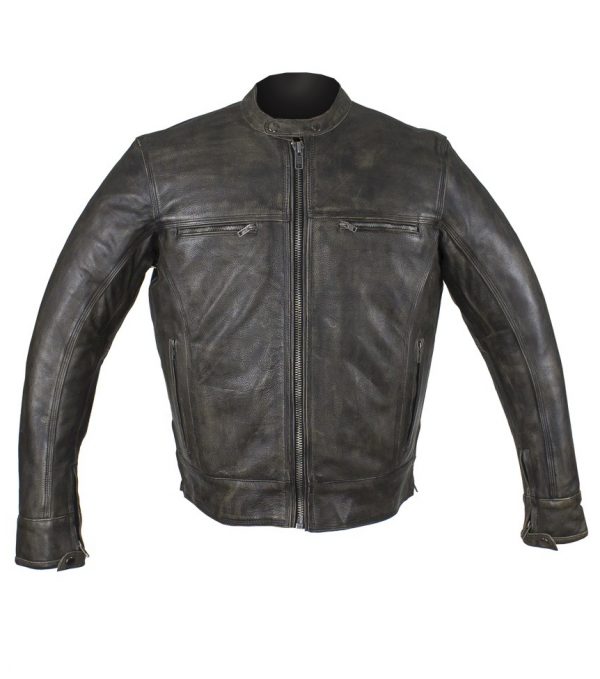 Distressed brown leather jacket