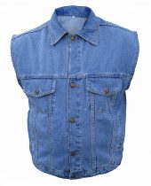 mens blue denim vest