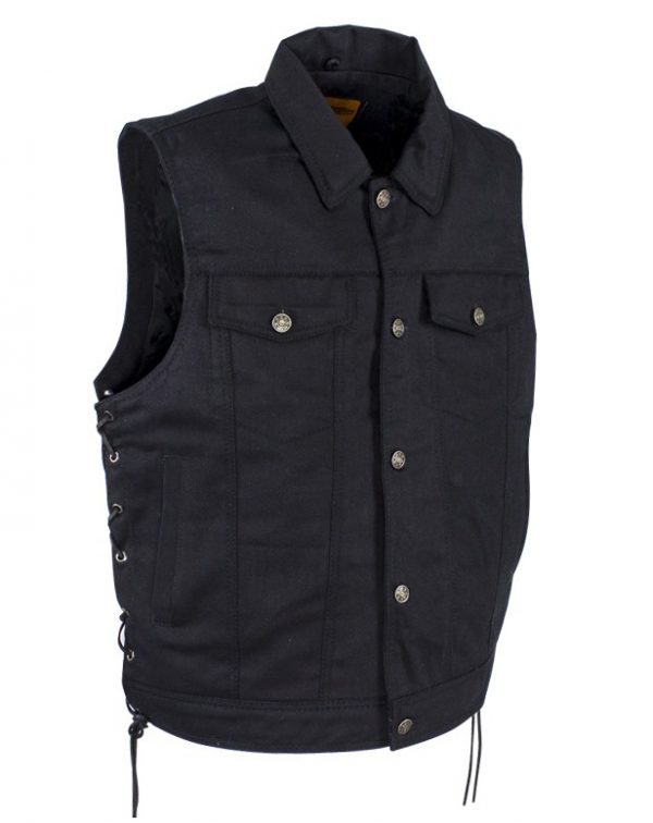 Men's black denim vest