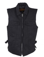 mens black denim vest with zipper