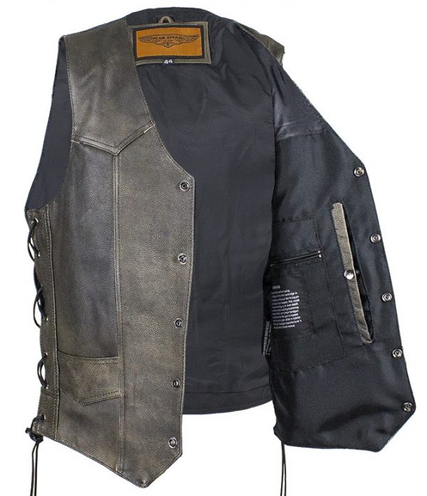 mens leather vest inside