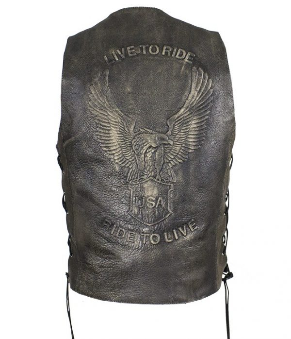 mens embossed eagle leather vest