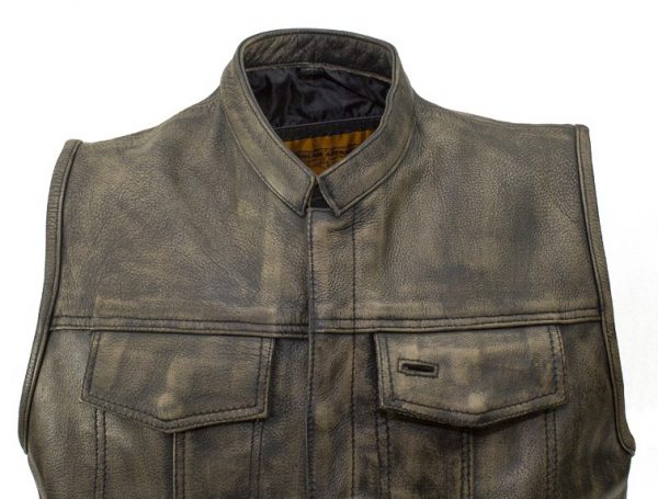 mens distressed brown leather vest