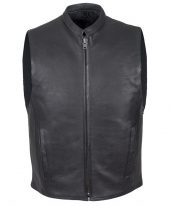 mens plain black leather vest