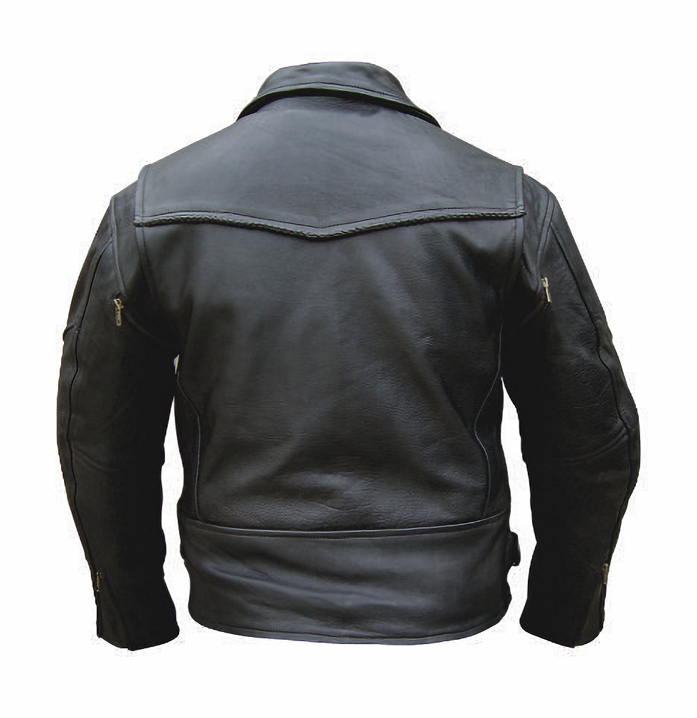 Mens Naked Cowhide Vented Leather Motorcycle Jacket With Braid Trim ...