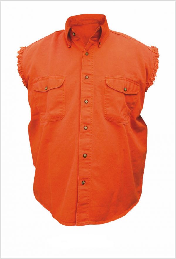 mens orange denim shirt