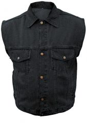 Men's black denim vest with gun pockets