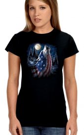 ladies biker tee howling wolf