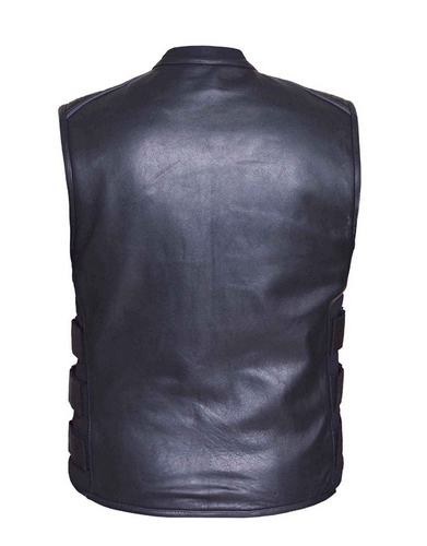 mens premium tactical style soft cowhide leather vest