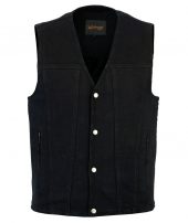 Men's black denim vest with plain sides