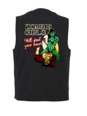 Sexy zombie girl on denim vest