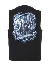 mens reaper and scythes designer denim vest