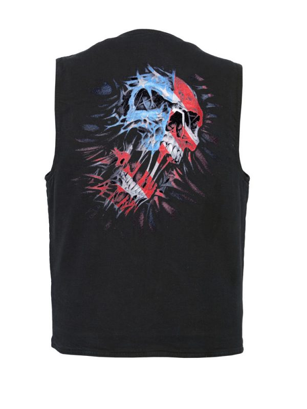 mens patriotic skull designer vest