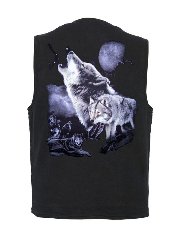 mens howling wolf designer vest