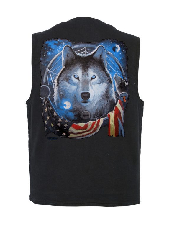 mens patriotic wolf designer vest