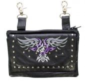 ladies leather purse with purple eagle