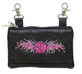 ladies leather purse with pink purse