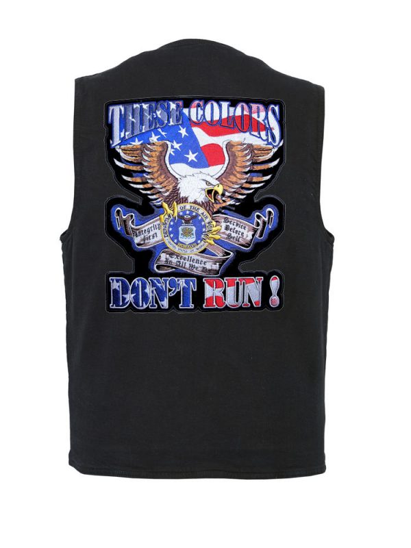 mens denim vest with these colors don't run air force patch