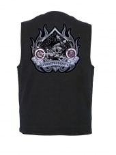 mens denim vest with independent motorcycle spade patch