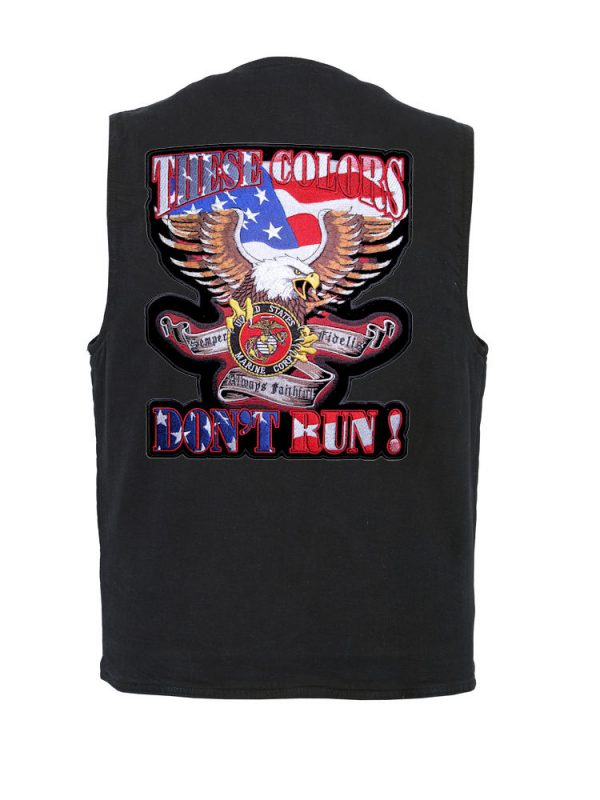 mens denim vest with marines corp patch