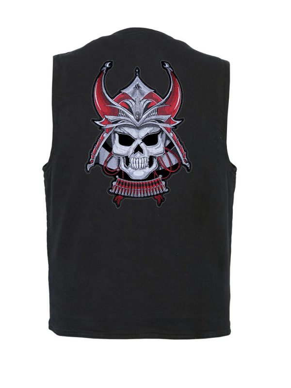 mens samurai black denim vest