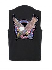 Eagle crest patch on men's denim vest