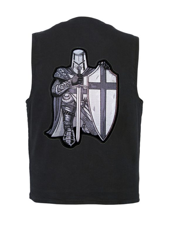 Christian knight patch on denim vest