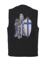 Denim vest with Christian knight patch